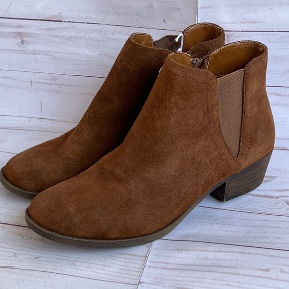 KENSIE SUEDE ANKLE BOOTS BOOTIES GARRY SIZE 8.5 BROWN Zippered Chelsea